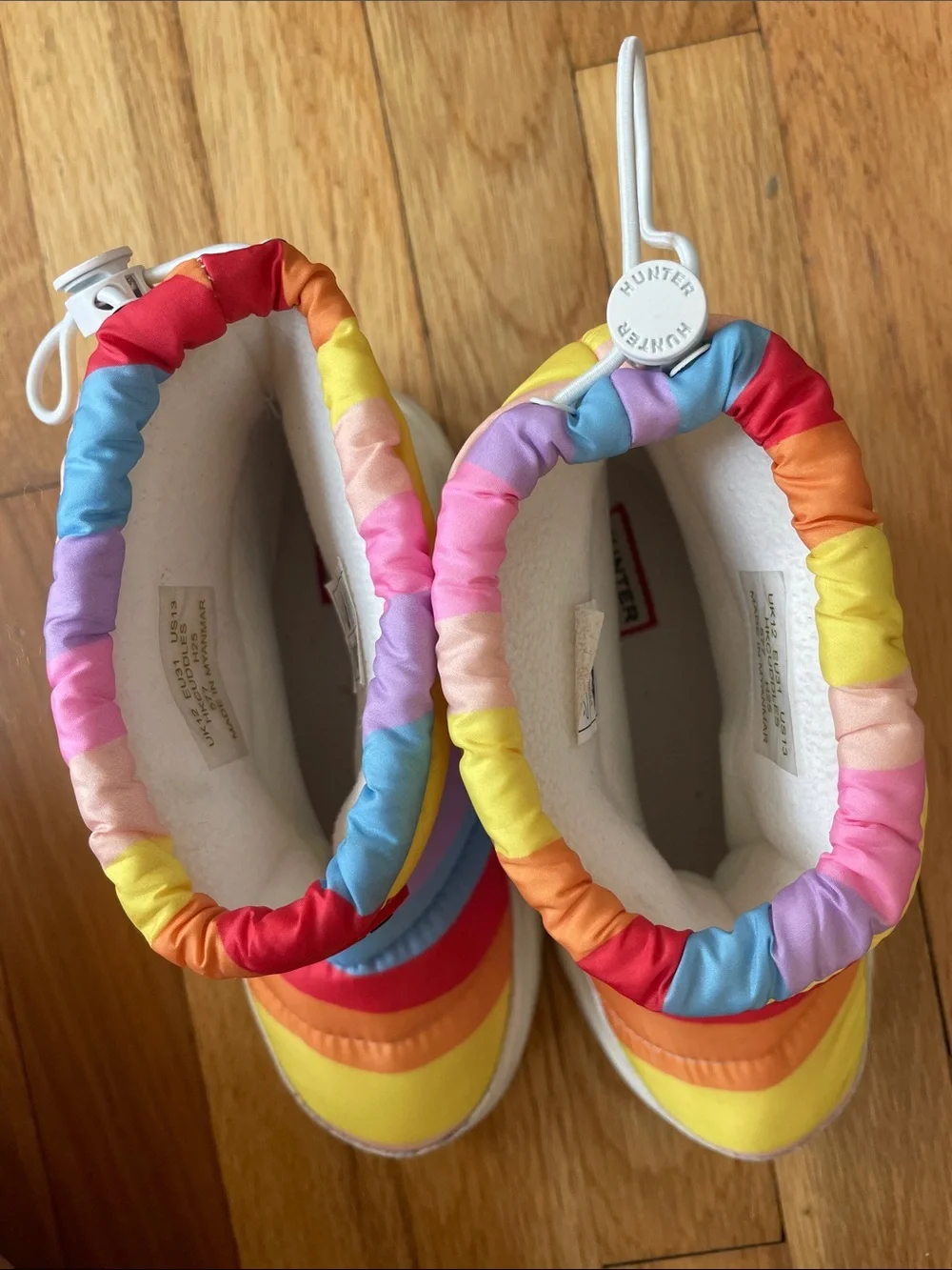 Hunter Kids Rainbow Puffer Snow Boots - Red, Yellow, Blue, Purple, Orange